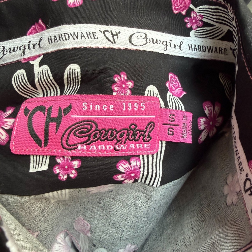 Cowgirl Hardware Girls Small 6 Desert Rose Western Snap Shirt Cactus Floral NWT - Picture 6 of 10